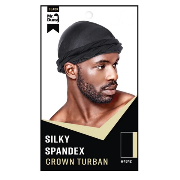 Mr. Durag Silky Spandex Crown Turban #4342 - Black