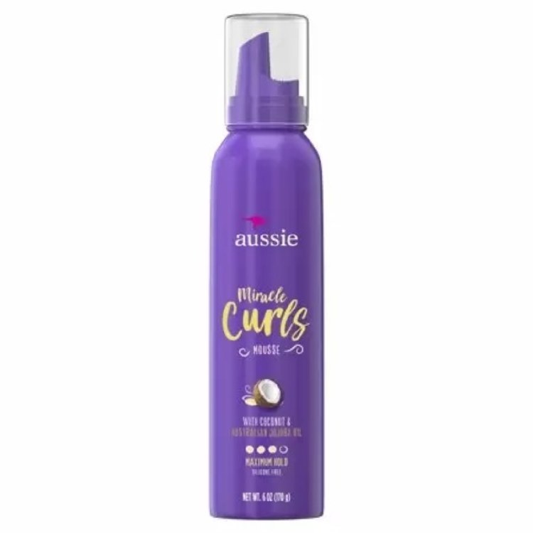 Aussie Miracle Curls Styling Mousse with Coconut & Australian Jojoba Oil 6oz