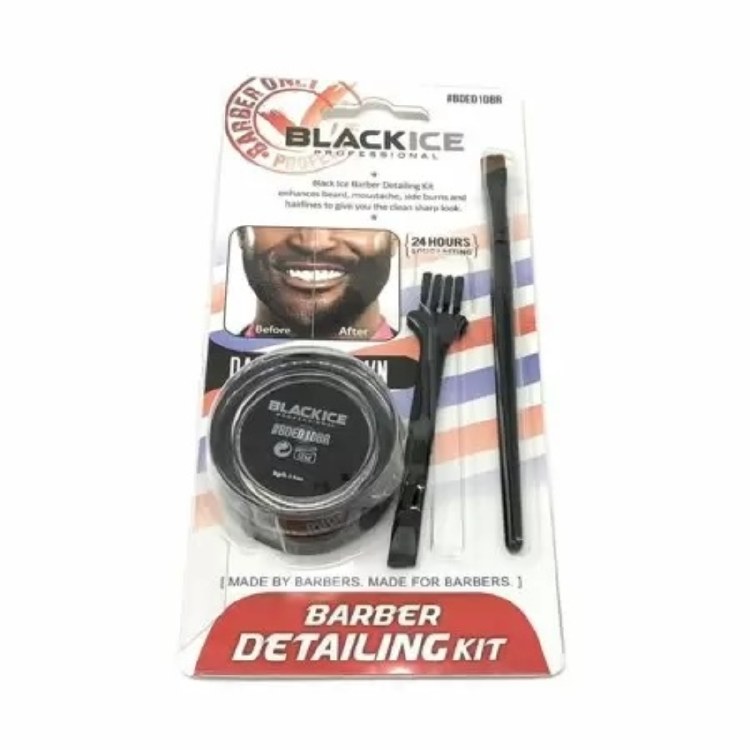Black Ice Professional Barber Black Detailing Kit Color Beard Mustache Hair 24h
