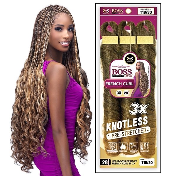 3X Knotless French Curl Braiding Hair 28 Inch - # 1