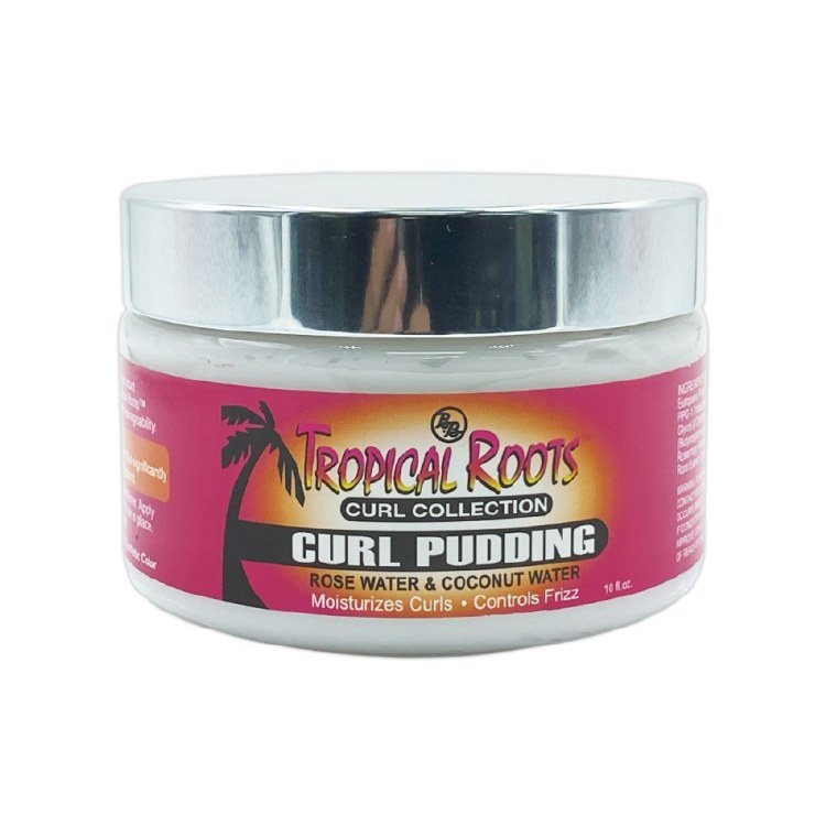 BB Tropical Roots Curl Collection Curl Pudding Rose Water and Coconut Water Moisturizes Curls Constrols Frizz 10oz