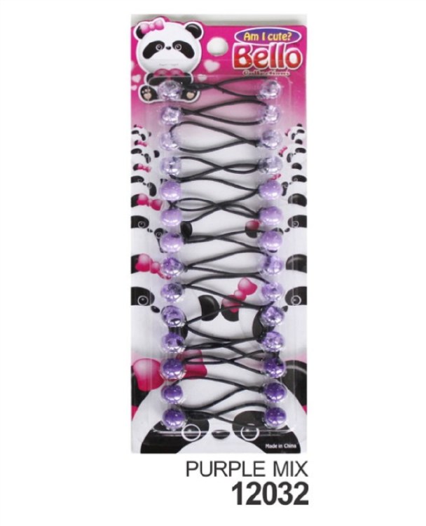 Bello Twin-Bead Hair-Knockers - 12mm - #12032 - Assorted Purple