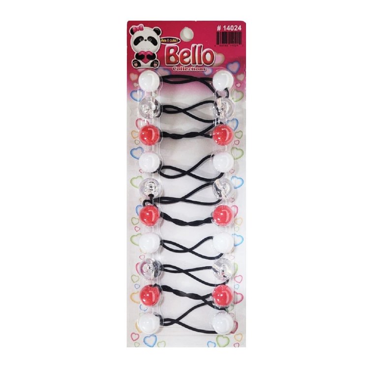 Bello Twin-Bead Hair-Knockers - 15mm - #14024 - White/Clear/Red