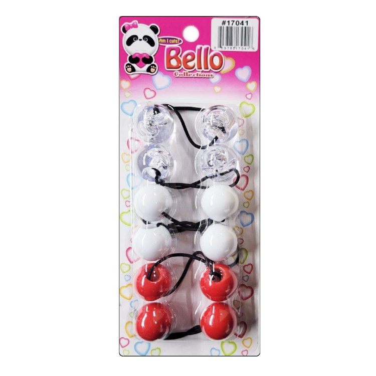 Bello Twin-Bead Hair-Knockers - 24mm - #17041 - Clear/White/Red