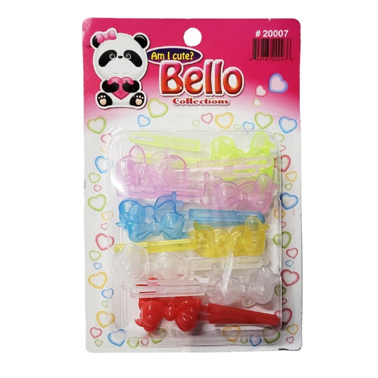 Bello Hair Barrettes - Bows - #20007 - Assorted Clear Colors