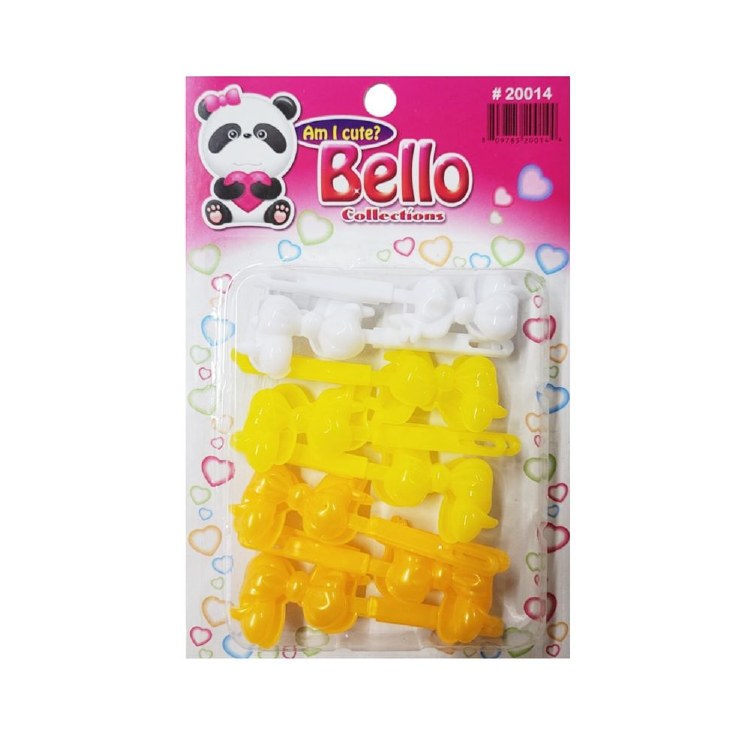 Bello Hair Barrettes - Bows - #20014 - White/Yellow Tone