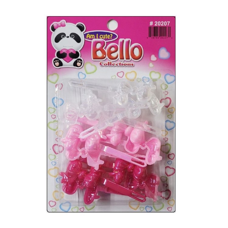 Bello Hair Barrettes - Bows - #20207 -  AB Clear/AB Pink Tone