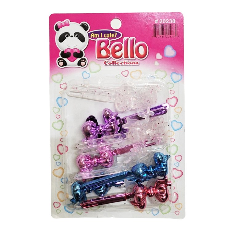 Bello Hair Barrettes - Bows - #20238 - Glitter Assorted Colors