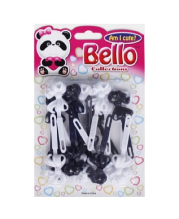Bello Barrettes Bows Black/White #27602