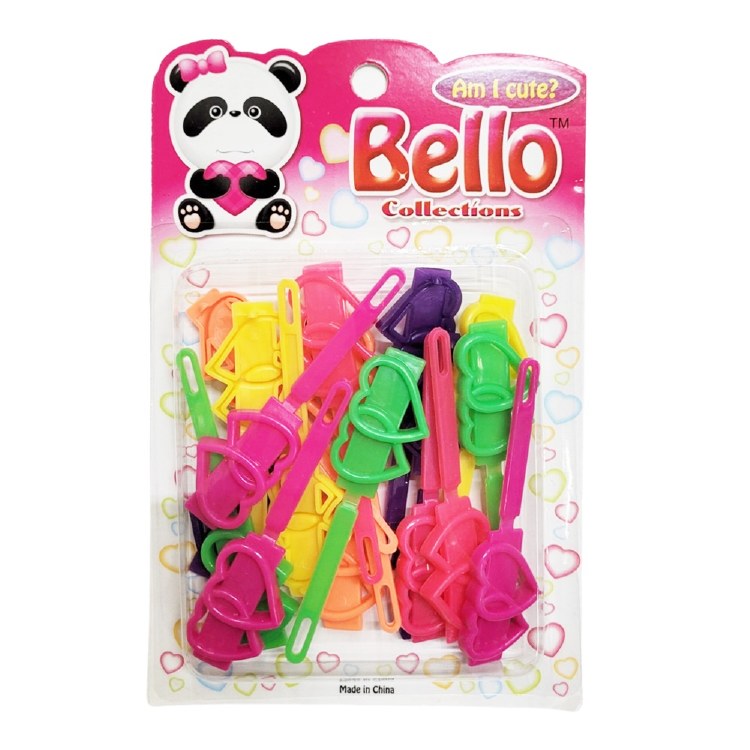 Bello Hair Barrettes - Heart - #28107 - Assorted Colors