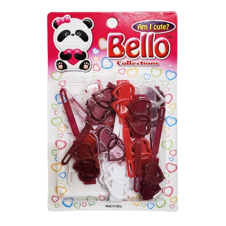Bello Hair Barrettes - Heart - #28118 - Clear/White/Red/Burg