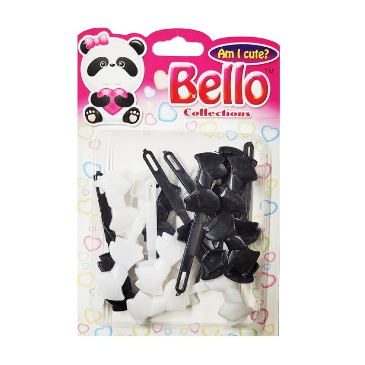 Bello Hair Barrettes - Bow - #28204 - Black/ White