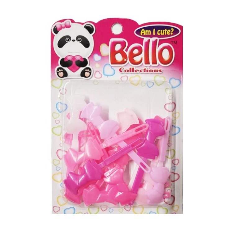 Bello Hair Barrettes - Bows - #28219 - White/Pink Tone