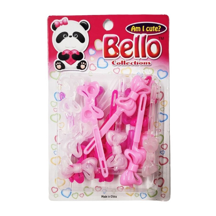 Bello Hair Barrettes - Bows - #29038-C - Clear/Pink Tone