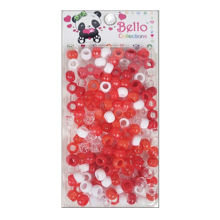 Bello Small Hair Beads - Small Package - #30036 - Assorted Red