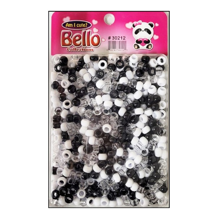 Bello Small Hair Beads - Large Package - #30212 - Clear/White/Black