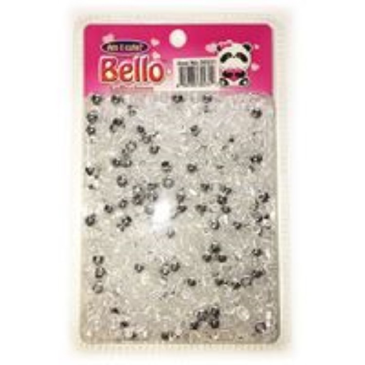 Bello Small Hair Beads - Large Package - #30231 - Silver/Clear