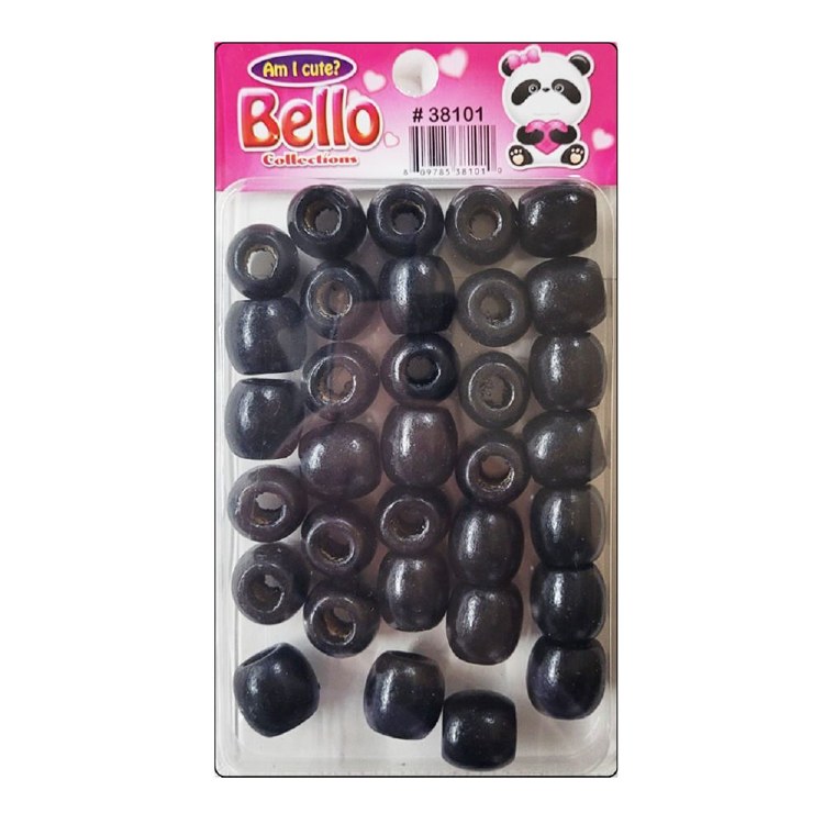 Bello Large Hair Beads - Wood - #38101 - Black