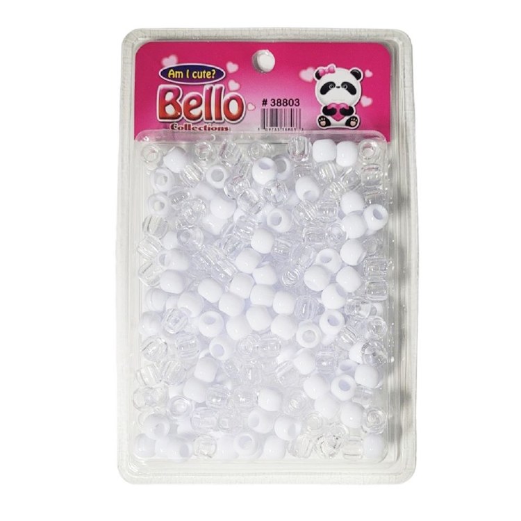 Bello Collections MED Hair Beads - WHITE ASSORT #38803