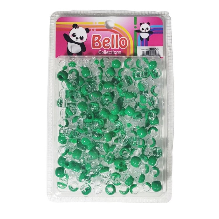 Bello Medium Hair Beads - Large Package - Swril Green & Clear #38858
