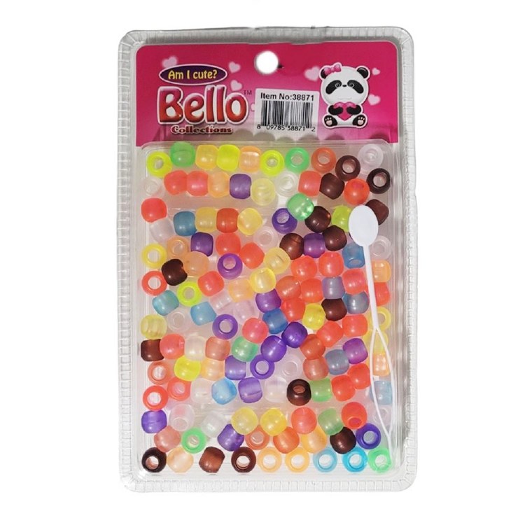 Bello Medium Hair Beads - Large Package - Assorted Matte Clear Color #38871