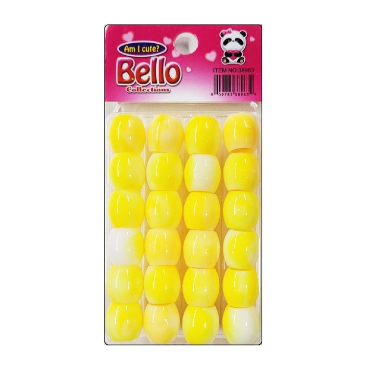 Bello Jumbo Hair Beads - Small Package - Swirl Yellow #38963