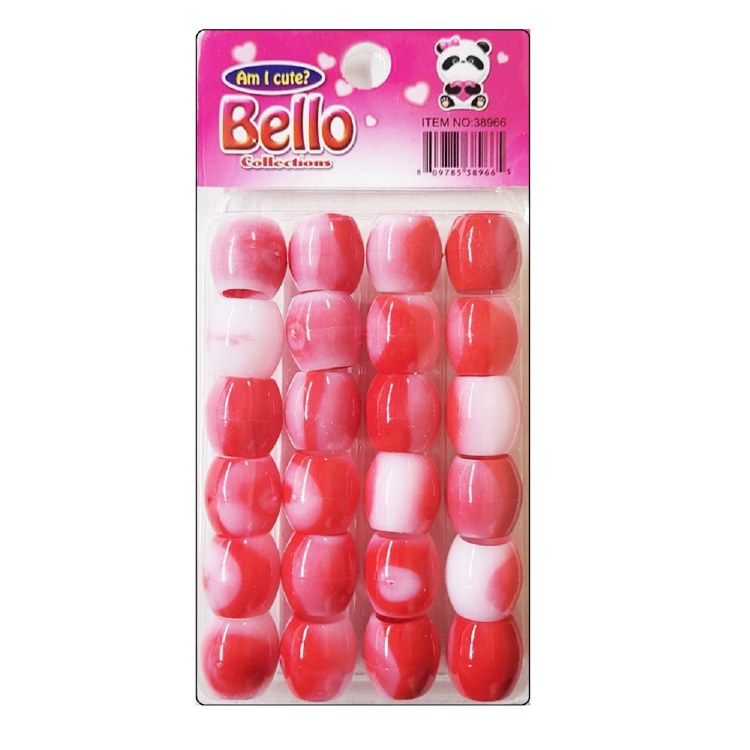 Bello Jumbo Hair Beads - Small Package - Swirl Red #38966