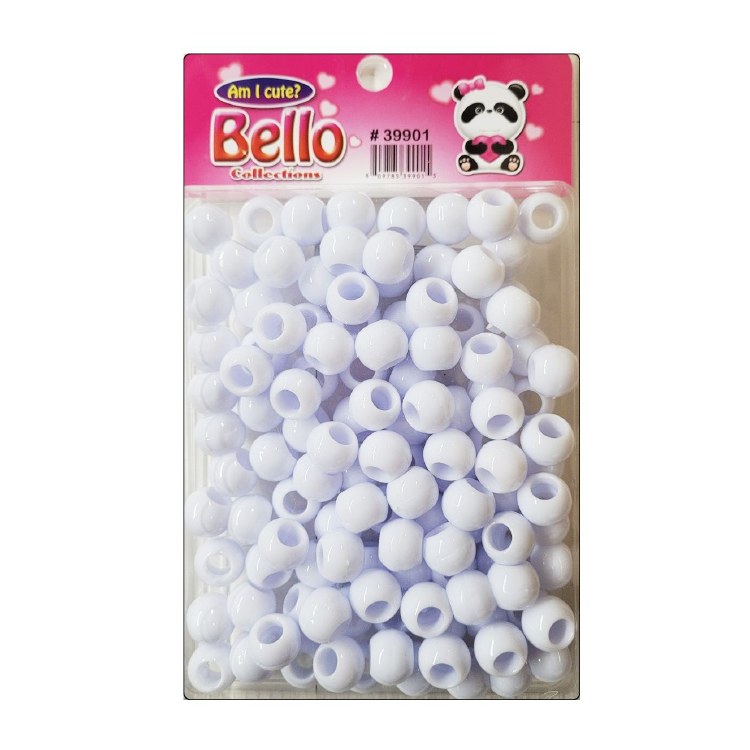 Bello Collections LG Hair Beads - WHITE #39901