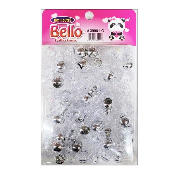 Bello Collections LG Hair Beads - CLEAR & SILVER ASSORT #39901-G