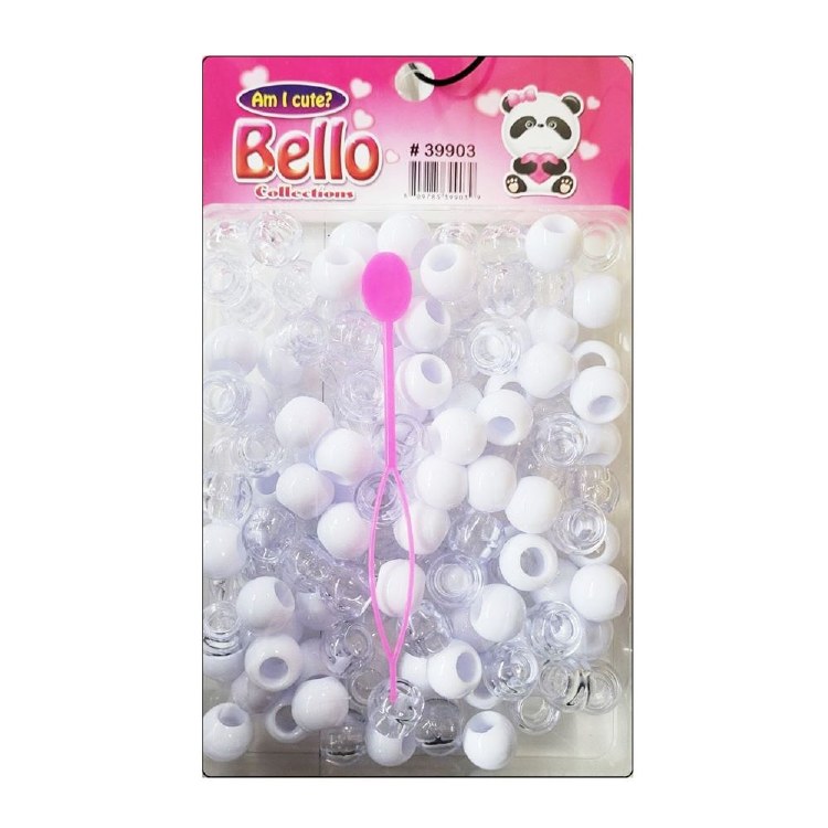Bello Collections LG Hair Beads - WHITE ASSORT #39903