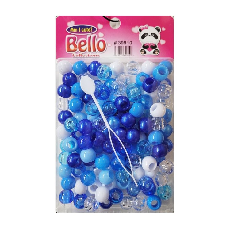 Bello Large Hair Beads - Large Package - Assorted Blue #39910