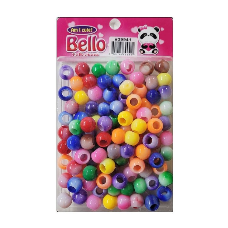 Bello Large Hair Beads - Large Package - Assorted Color Swirl #39941