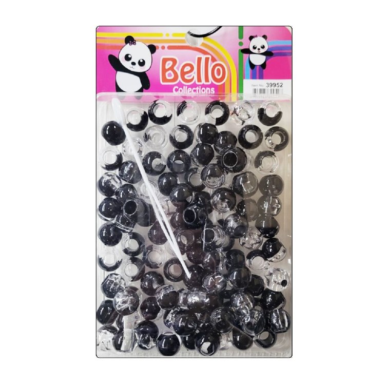 Bello Large Hair Beads - Large Package - Black Swirl #39952