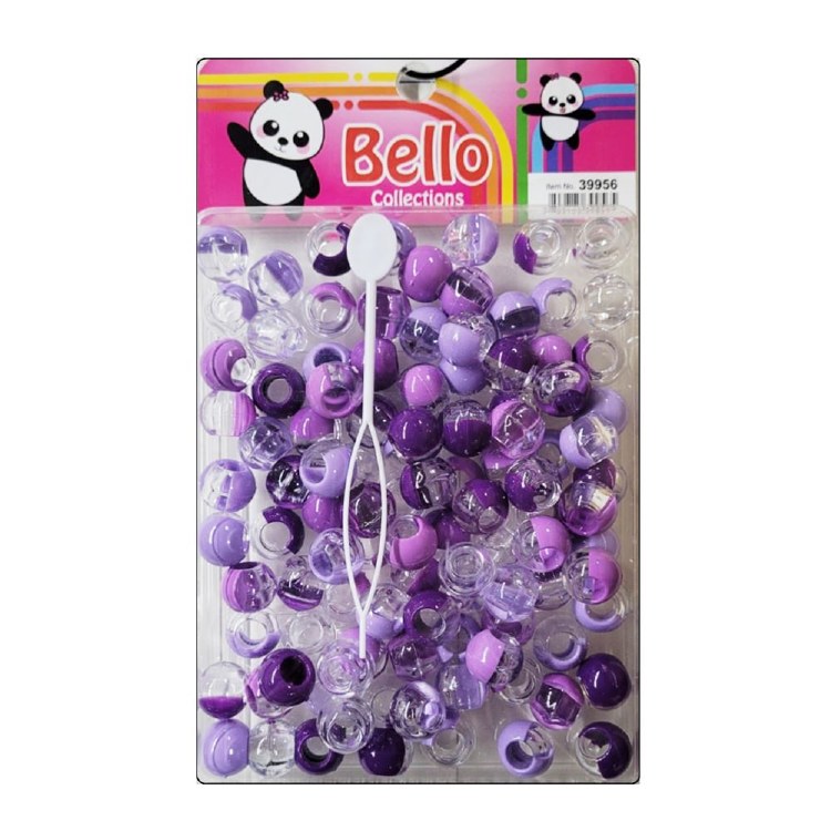 Bello Large Hair Beads - Large Package - Purple Swirl #39956