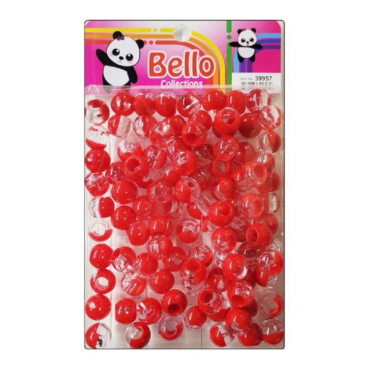 Bello Large Hair Beads - Large Package - Red Swirl #39957