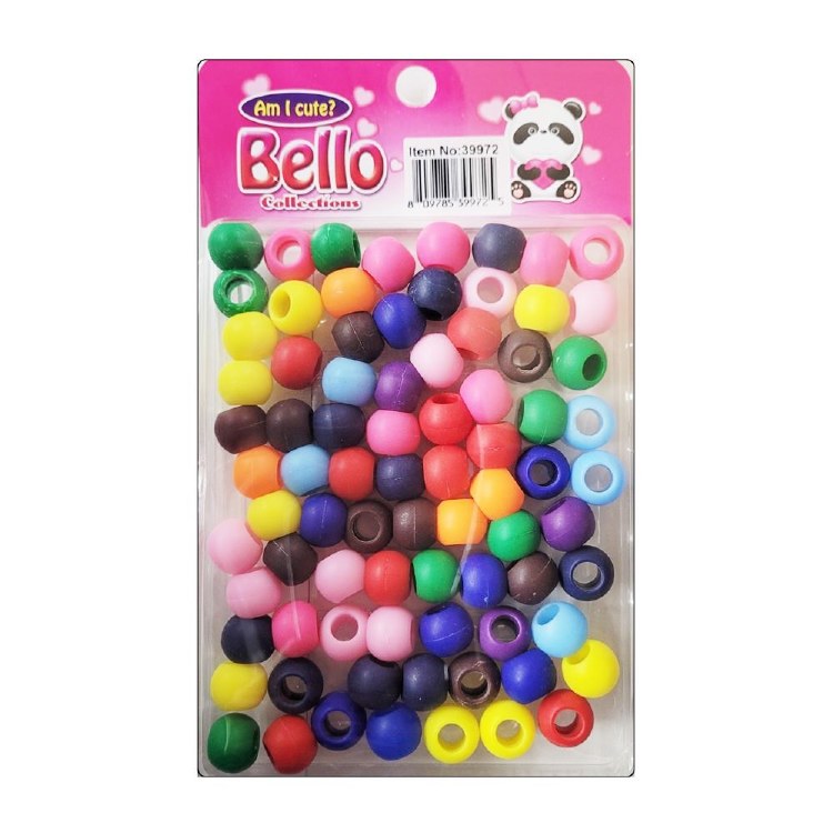 Bello Large Hair Beads - Large Package - Assorted Matte Color #39972