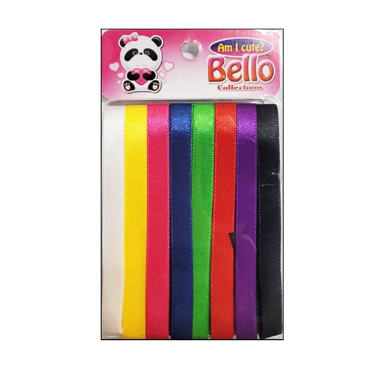 Bello 10mm Hair Ribbons - 8 Strips - #40950 Assorted Colors