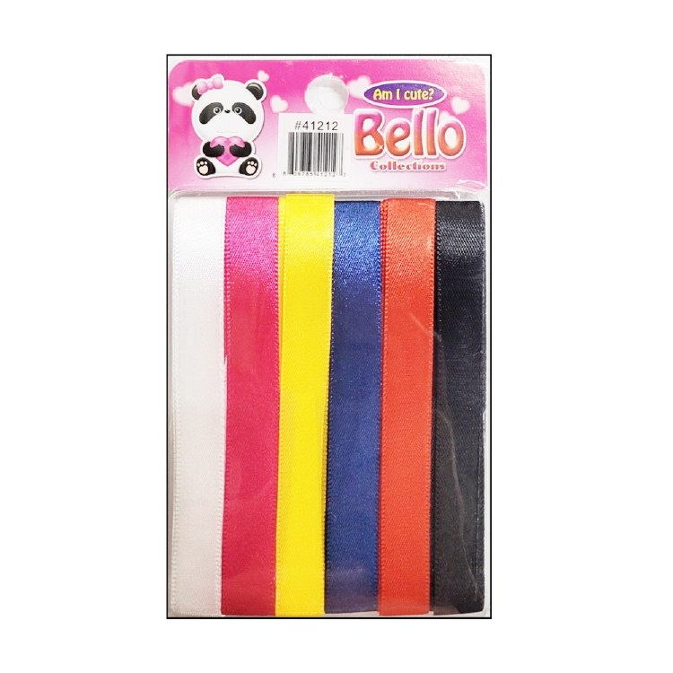 Bello 12mm Hair Ribbons - 6 Strips - #41212 Assorted Colors