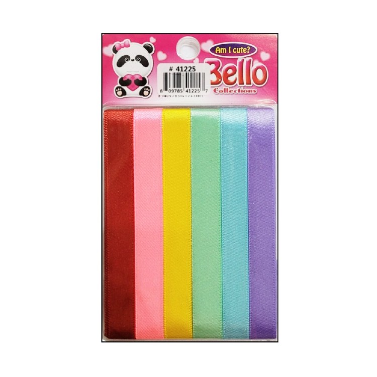 Bello 12mm Hair Ribbons - 6 Strips - #41225 Rainbow