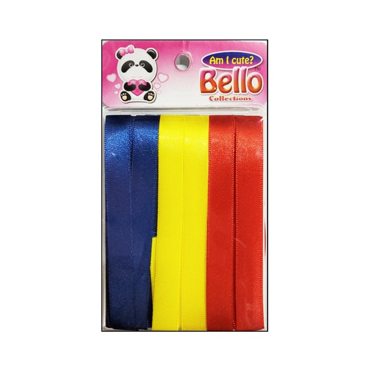 Bello 12mm Hair Ribbons - 6 Strips - #41241 Navy/Yellow/Red