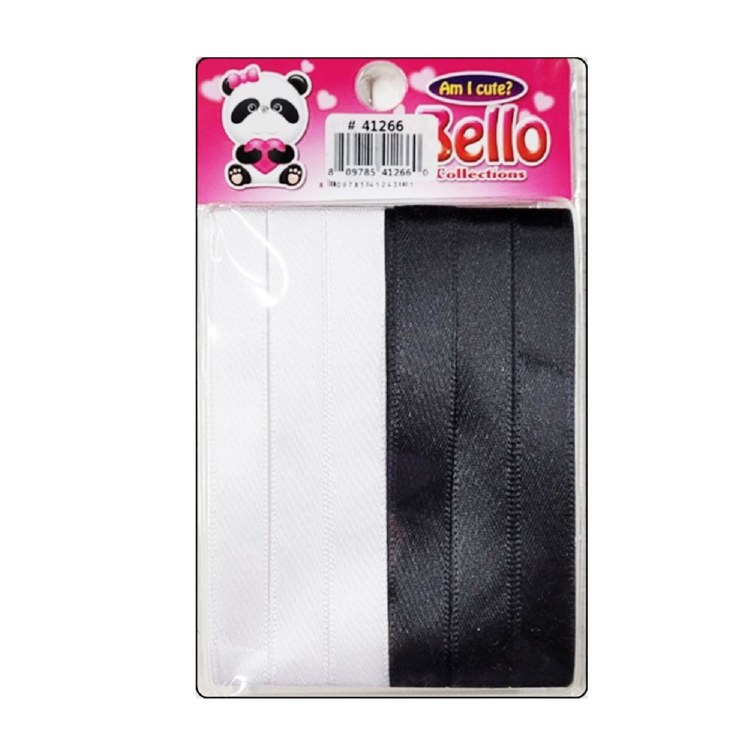 Bello 12mm Hair Ribbons - 6 Strips - #41266 Black/White