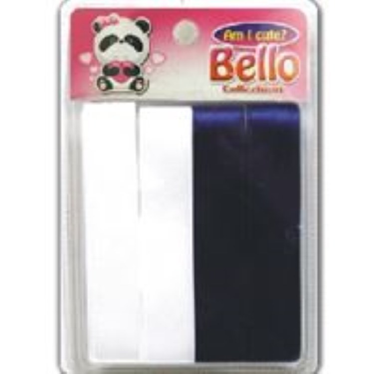 Bello 20mm Hair Ribbons - 4 Strips - #41865 White/Navy