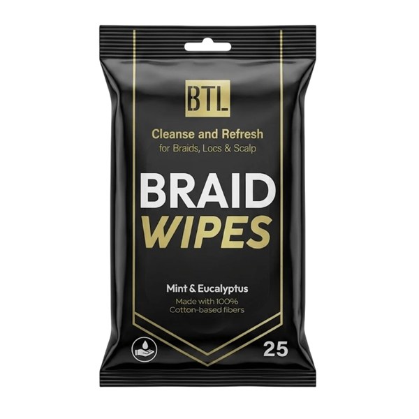 BTL Braids, Locs & Scalp Braid Wipes - 25 wipes