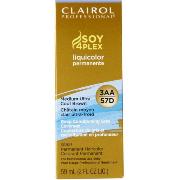 Clairol Soy4Plex LiquiColor Permanent Hair Color - 3AA/57D - Medium Ultra Cool Brown - 2oz