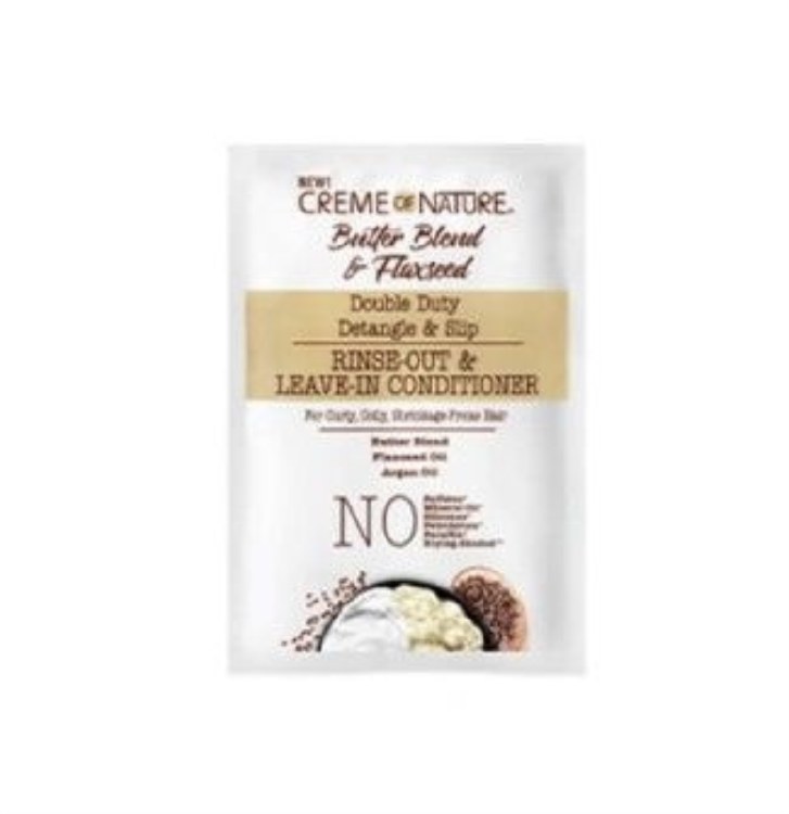 Creme of Nature Butter Blend & Flaxseed Double Duty Rinse-Out & Leave-In Conditioner 1.7oz