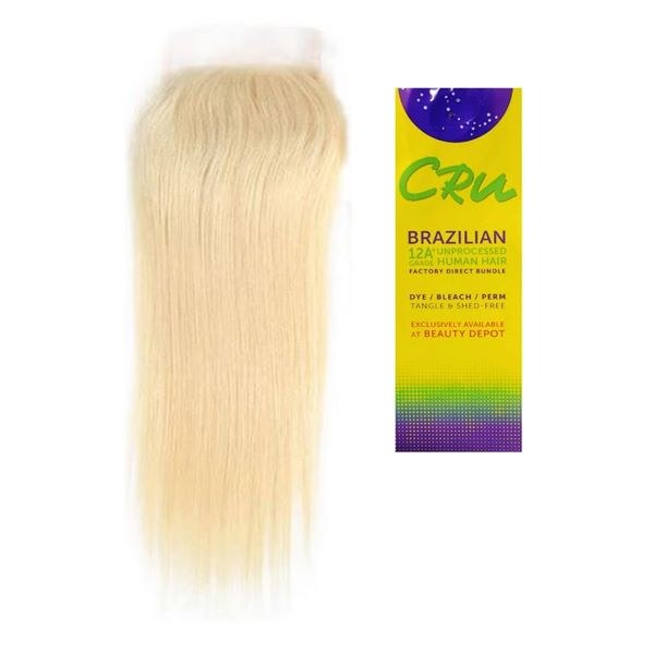 CRU 12A Straight Unprocessed Human Hair Closure - 4x4 - 10" - # 613