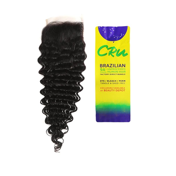 CRU 9A Deep Wave Unprocessed Human Hair Closure - 4x4 - 10" - # 1