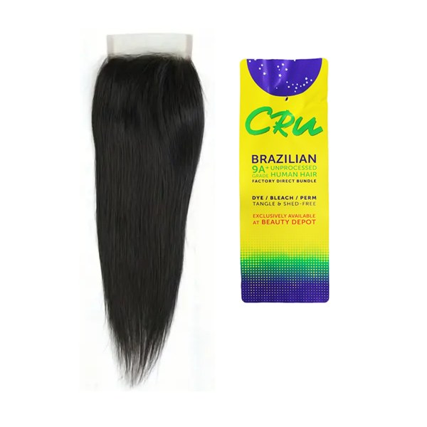 CRU 9A Straight Unprocessed Human Hair Closure - 4x4 - 14" - # VIRGIN