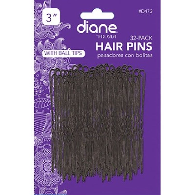 Diane Hair Pins 3'' Black 32pk, #D473