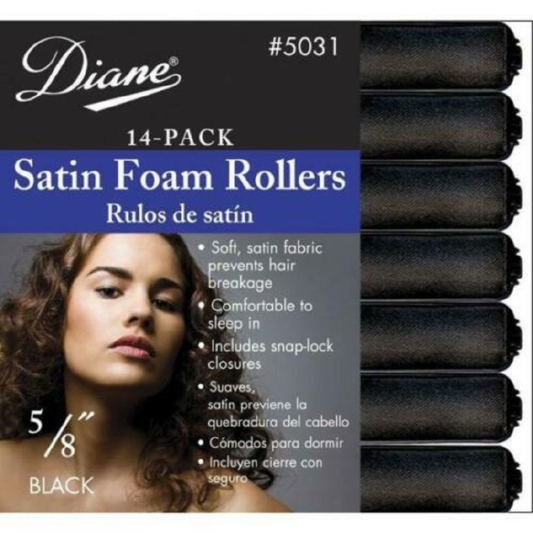 Diane Satin Foam Rollers, Black 5/8'' 14pk #D5031